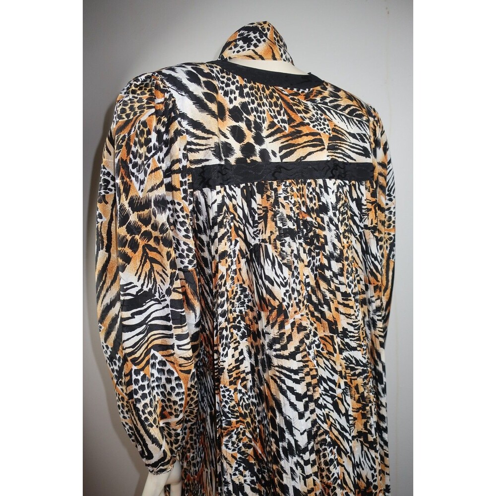 VTG Diane Freis Animal Print Cheetah Dress 3 Pc Set Blouse Skirt Georgette L/XL - Picture 10 of 16